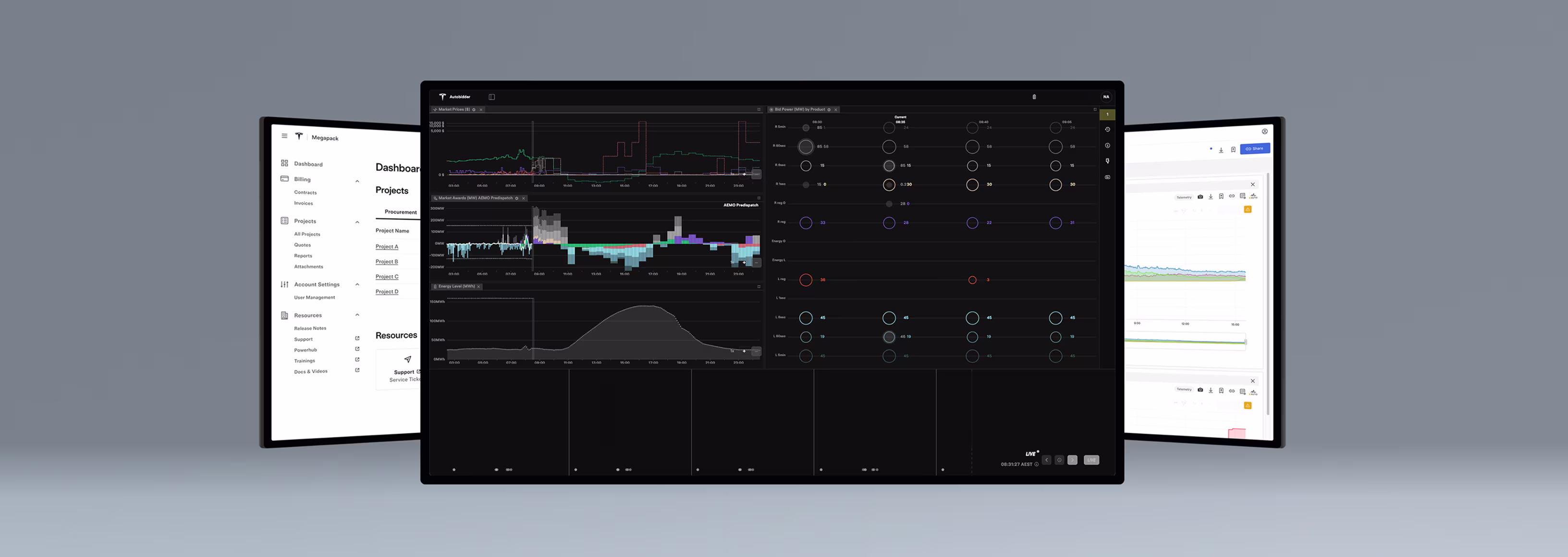 Megapack yazılım gösterge panoları